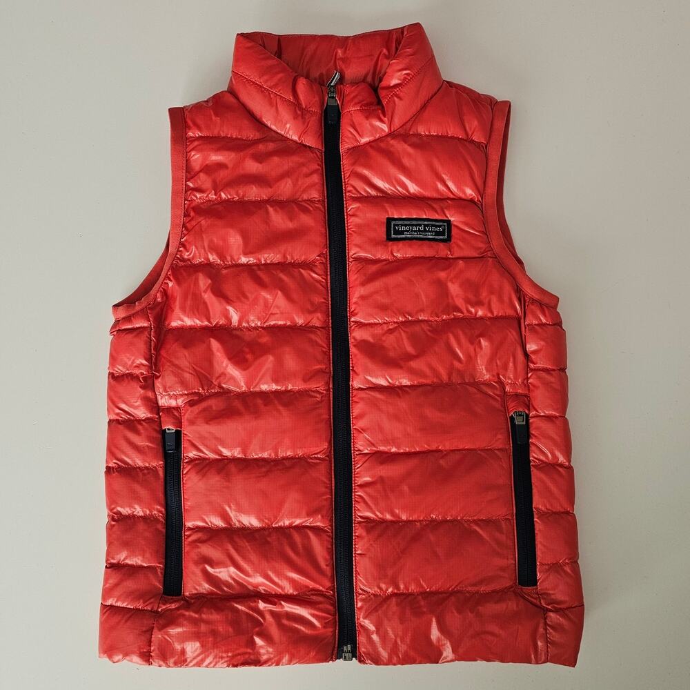 Vineyard Vines Boy's Primaloft Water Repellent Orange Packable Puffer Vest 6